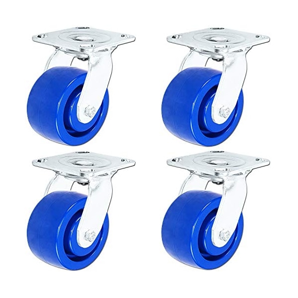 Casterhq 5"x2" Stainless Steel Caster Swivel Casters, Blue Solid Po, PK4 HD-SSSP-5S - main